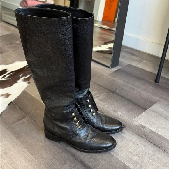 Balenciaga Black Leather Knee-High Boots - Picture 1 of 3